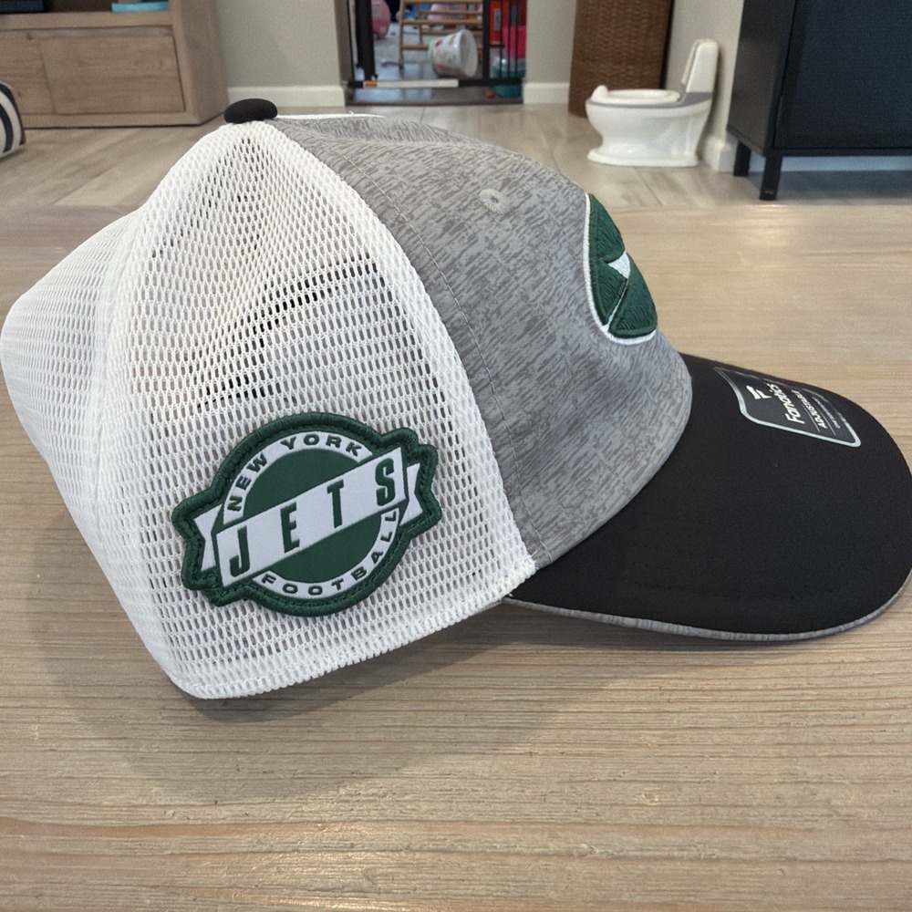 Fanatics New York Jets Gray White Adjustable Mesh Back Breathable Snapback Hat - Picture 2 of 7